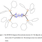 Figure 1. The ORTEP-III diagram of the molecular structure of 1. The ellipsoids are drawn at the 50 % probability level. The hydrogen atoms were omitted for clarity.