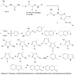 Scheme 2: Reaction of ethylidenehydrazine-1-carbothioamides with a-ketohydrazonoyl halides