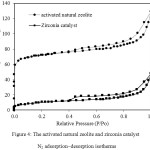 Figure 4: The activated natural zeolite and zirconia catalyst N2 adsorption–desorption isotherms.