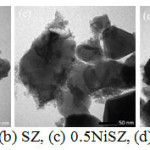 Figure 5: TEM image of (a) ZrO2, (b) SZ, (c) 0.5NiSZ, (d) 1.0NiSZ and (e) 1.5NiSZ.